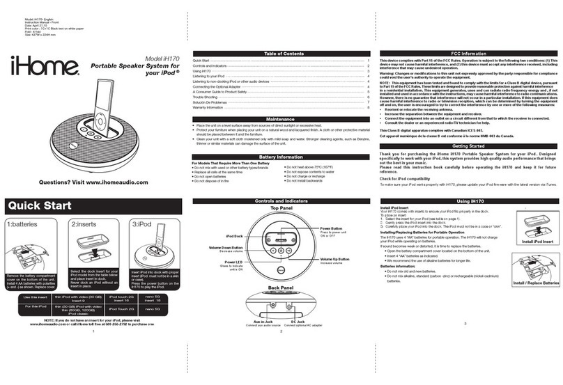 iHome IH170 User manual