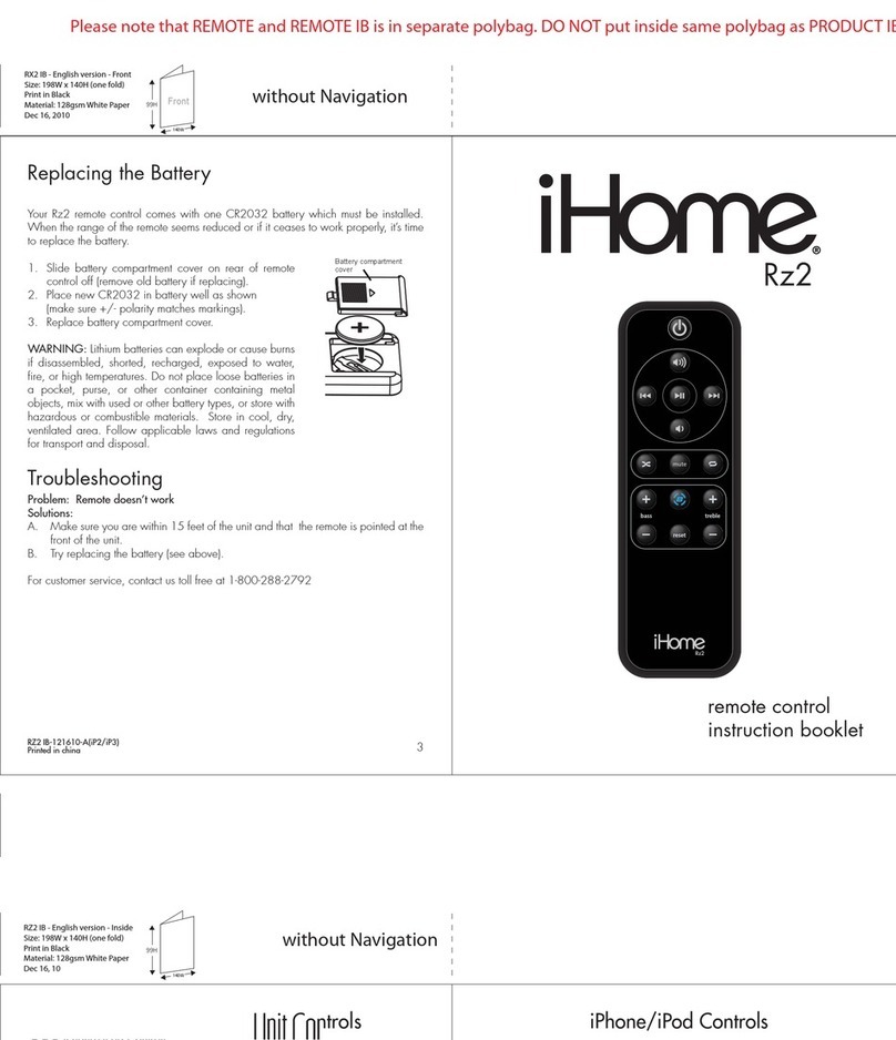 iHome RZ2 User manual