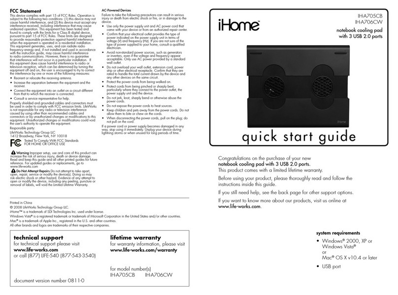 iHome IH-A705CB User manual