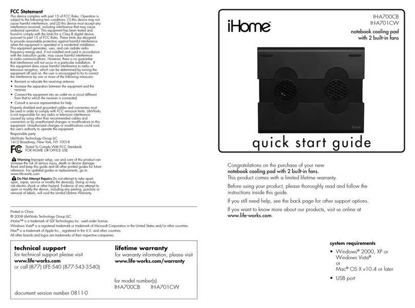 iHome IH-A700CB User manual