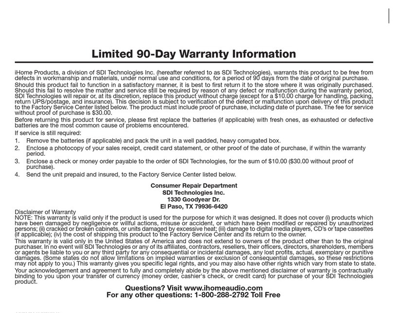 iHome iH31H User manual