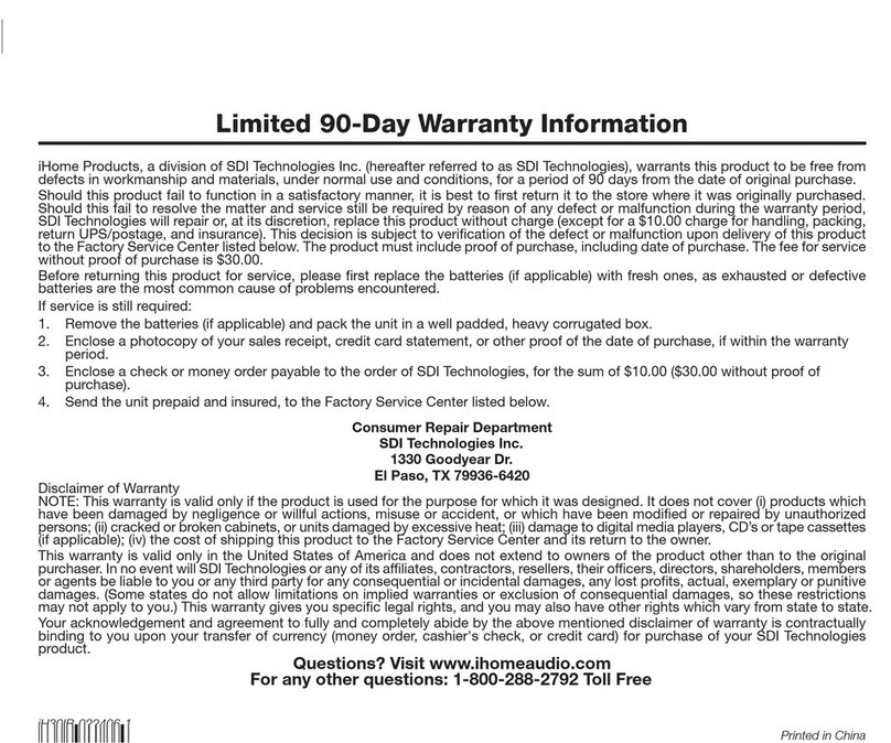 iHome iH30 user manual