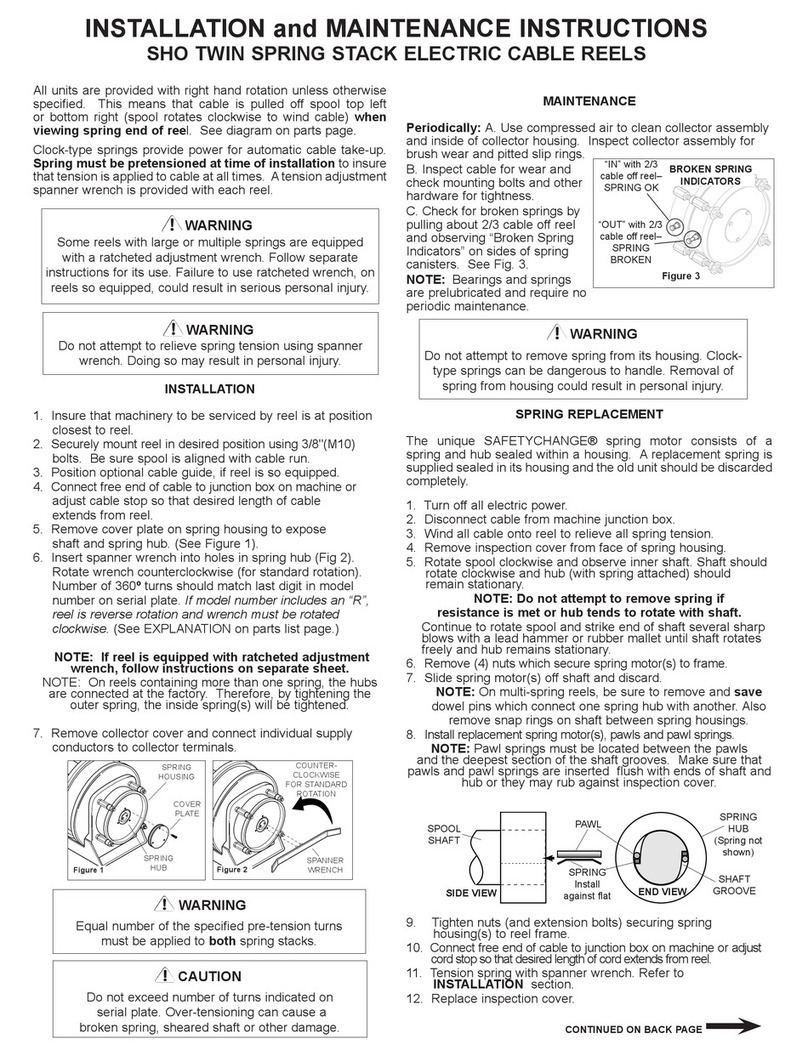 Gleason Reel Spring Stack Electric Cable Reels Sho Twin Installation and maintenance instructions