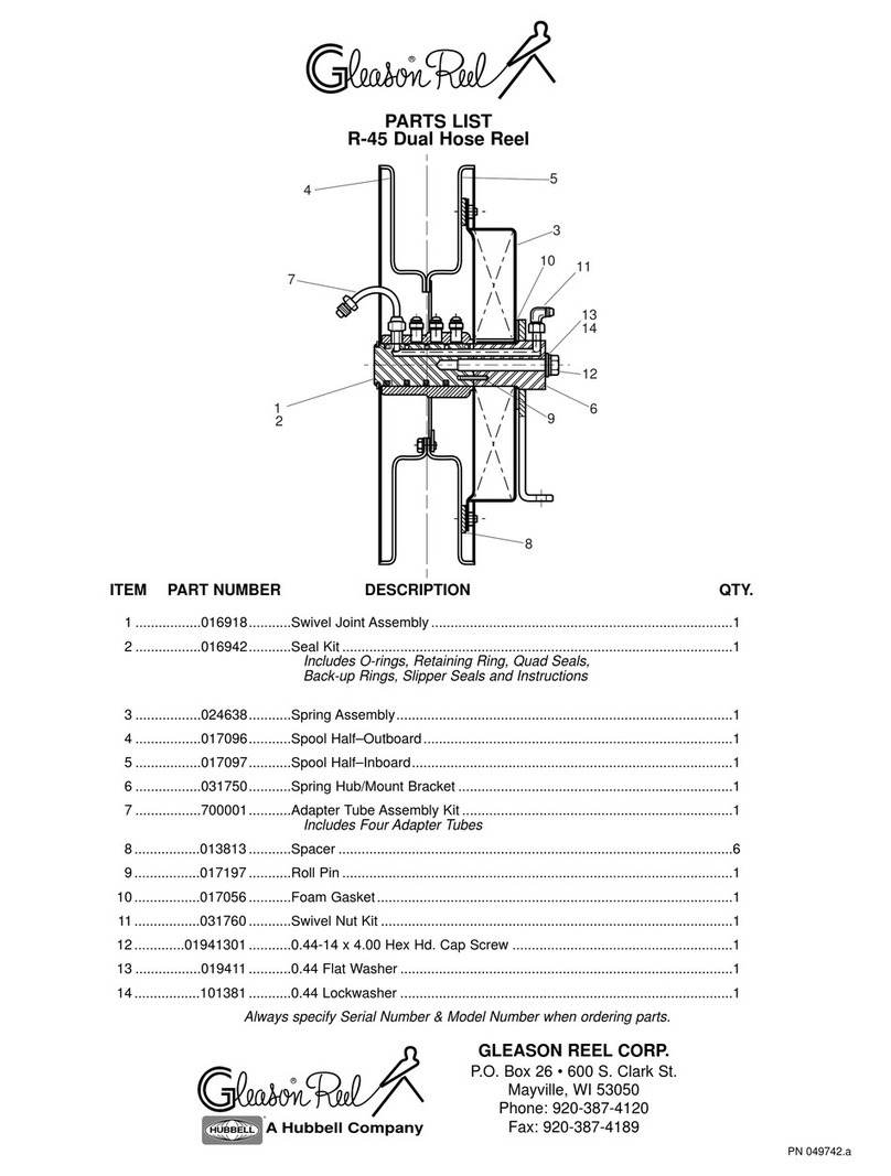 Gleason Reel Dual Hose Reel R-45 parts list