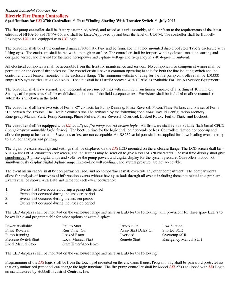 Hubbell Electric Fire Pump Controllers LXi-2700 User manual