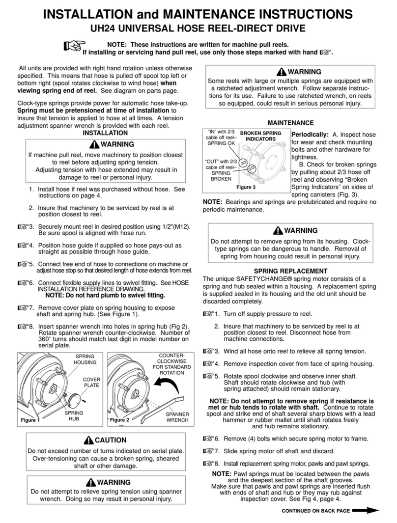 Gleason Reel Universal Hose Reel-Chain Drive UH24 Installation and maintenance instructions