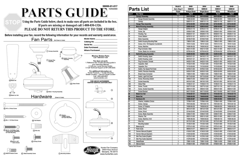 Hunter 20430 Manual
