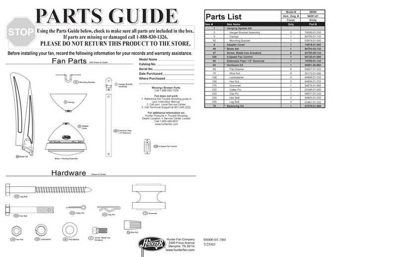 Hunter 28496 Parts guide