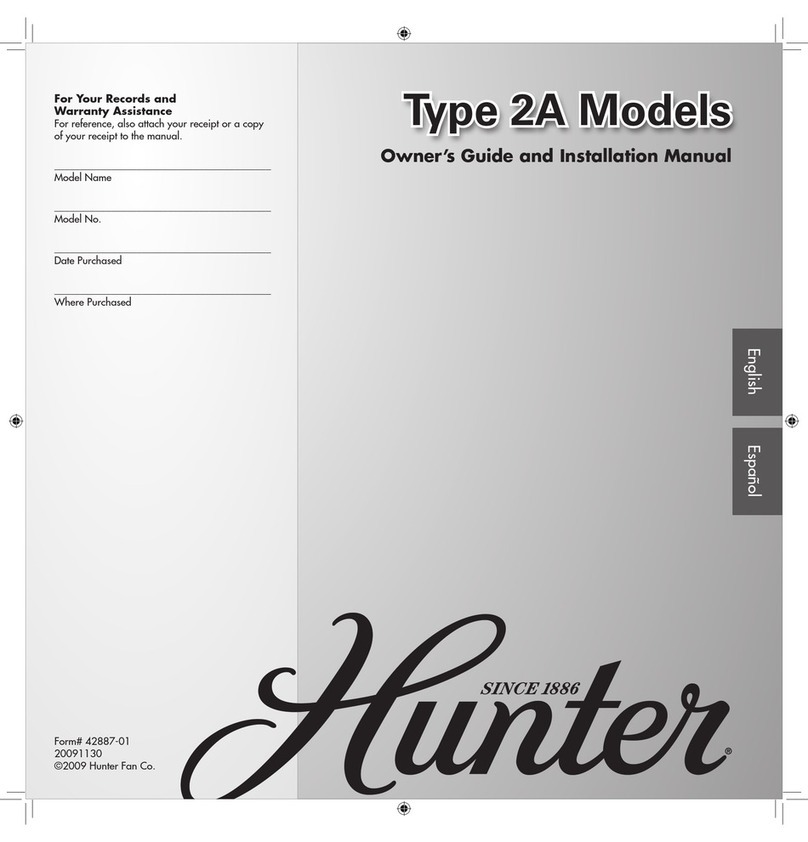 Hunter 42887-01 Owner's guide and installation manual