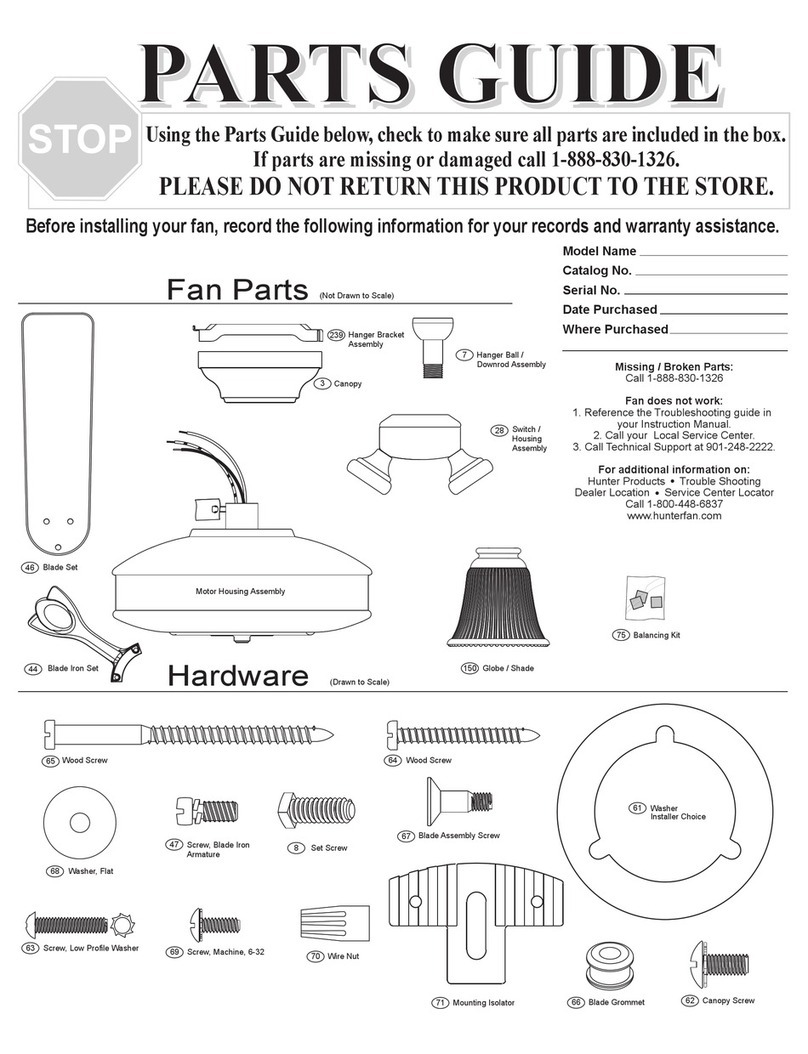 Hunter 23483 Parts guide