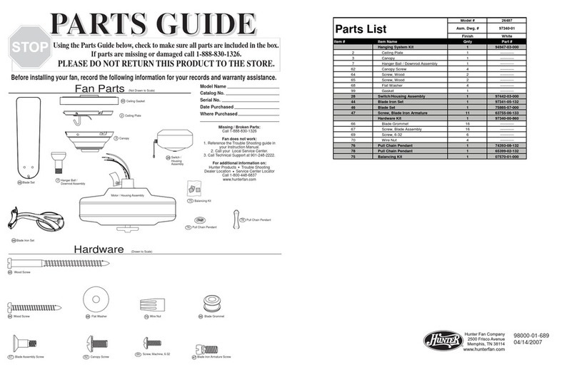 Hunter 26487 Parts guide