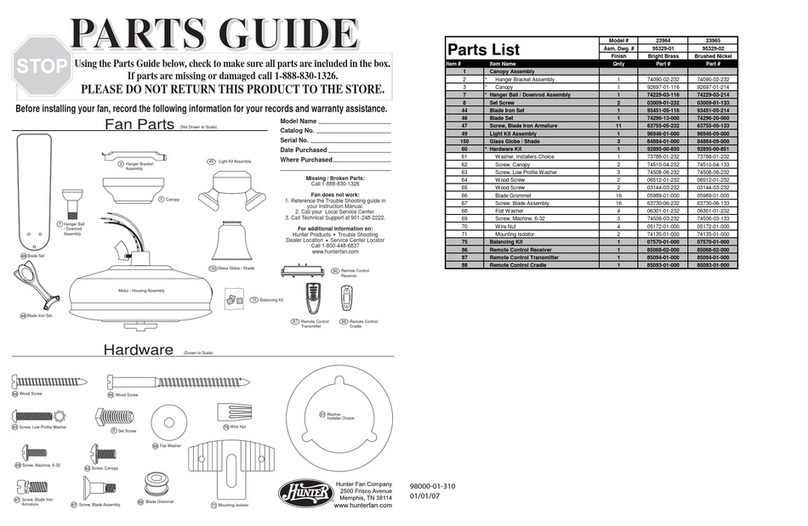 Hunter 23965 Parts guide