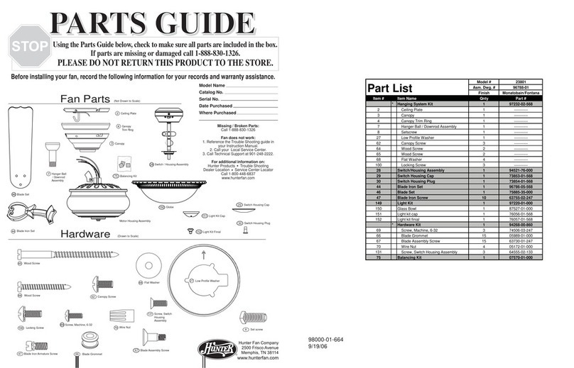 Hunter 23801 Parts guide