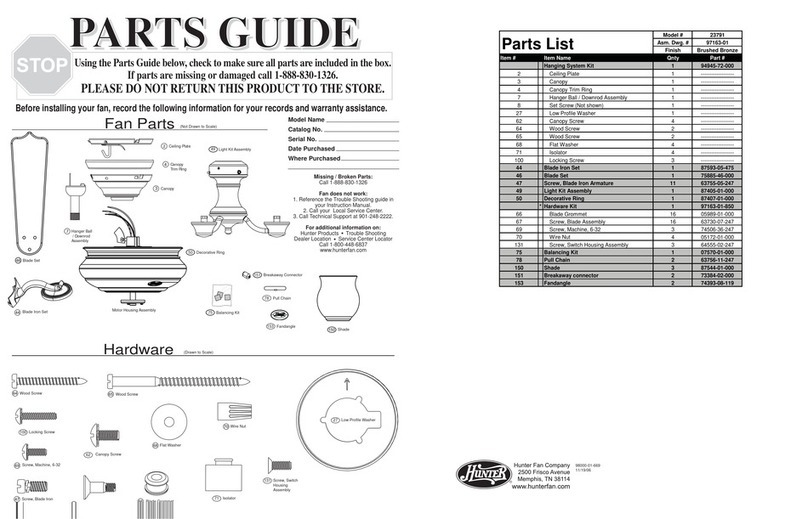 Hunter 23791 Parts guide