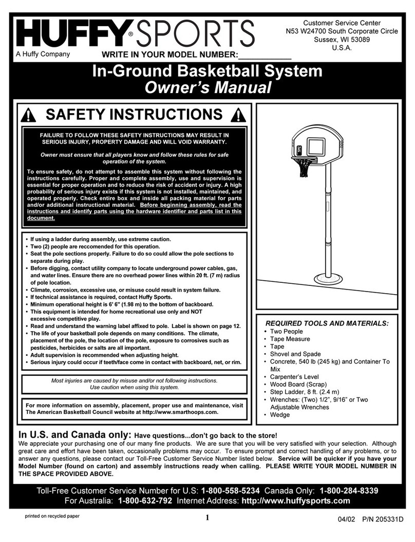Huffy In-ground Basketball System owner's manual