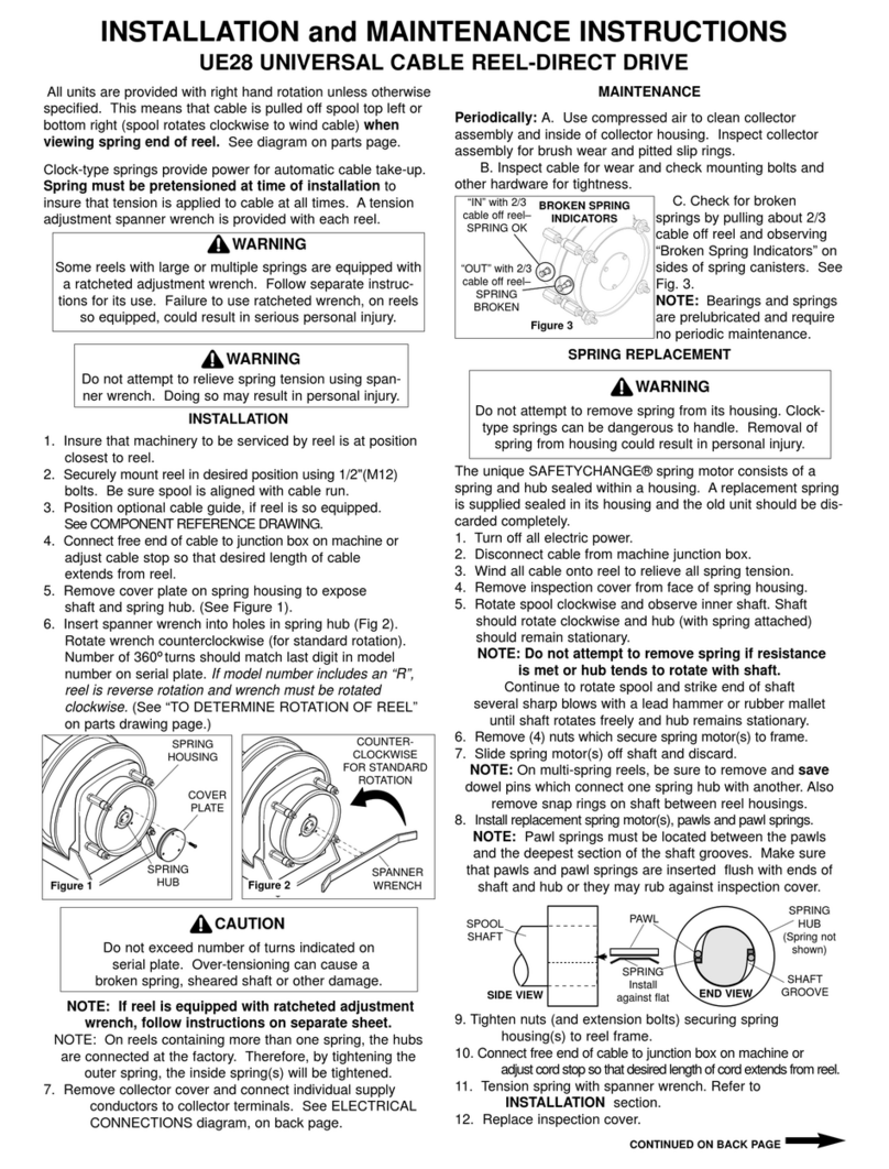 Hubbell Universal Cable Reel-Direct Drive UE28 Installation and maintenance instructions
