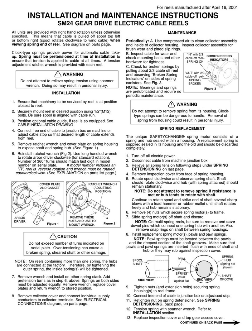 Hubbell Gear Drive Electric Cable Reels SM-24 User manual