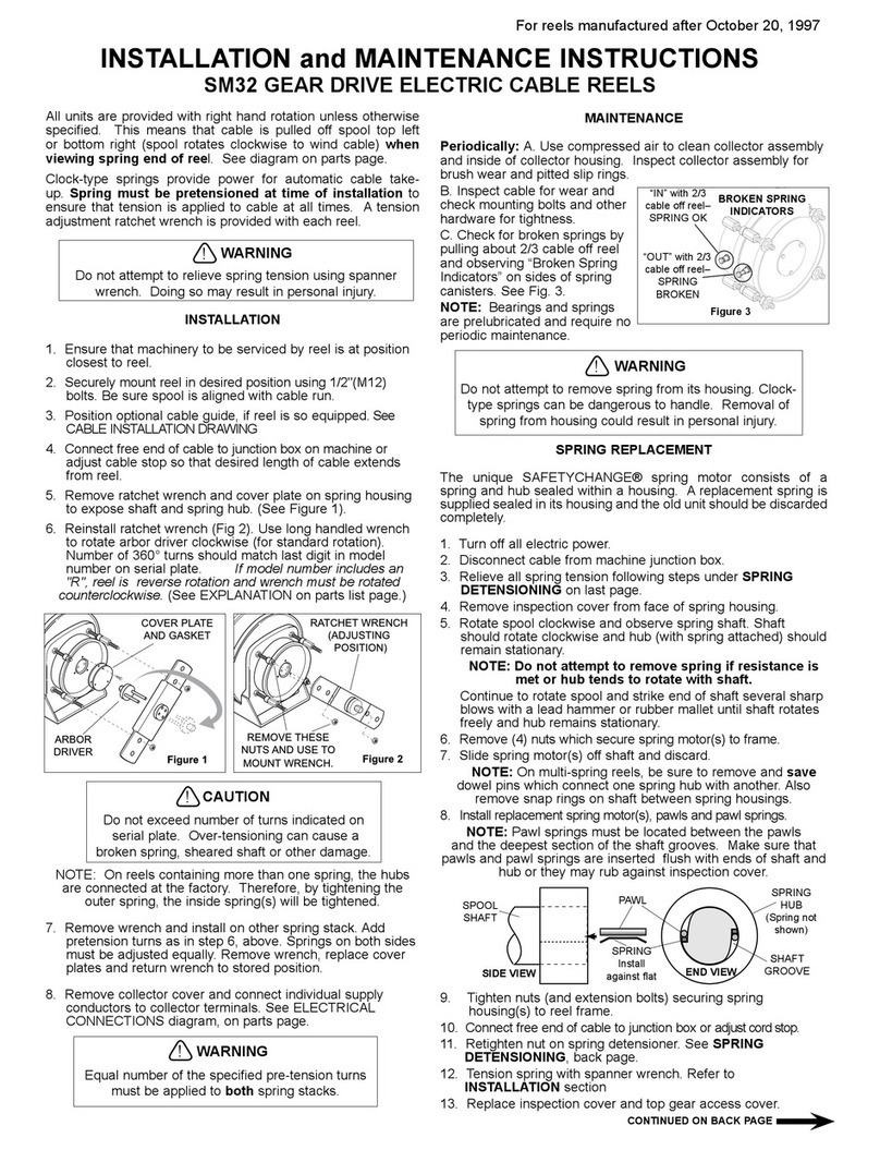Hubbell Gear Drive Electric Cable Reels SM32 User manual