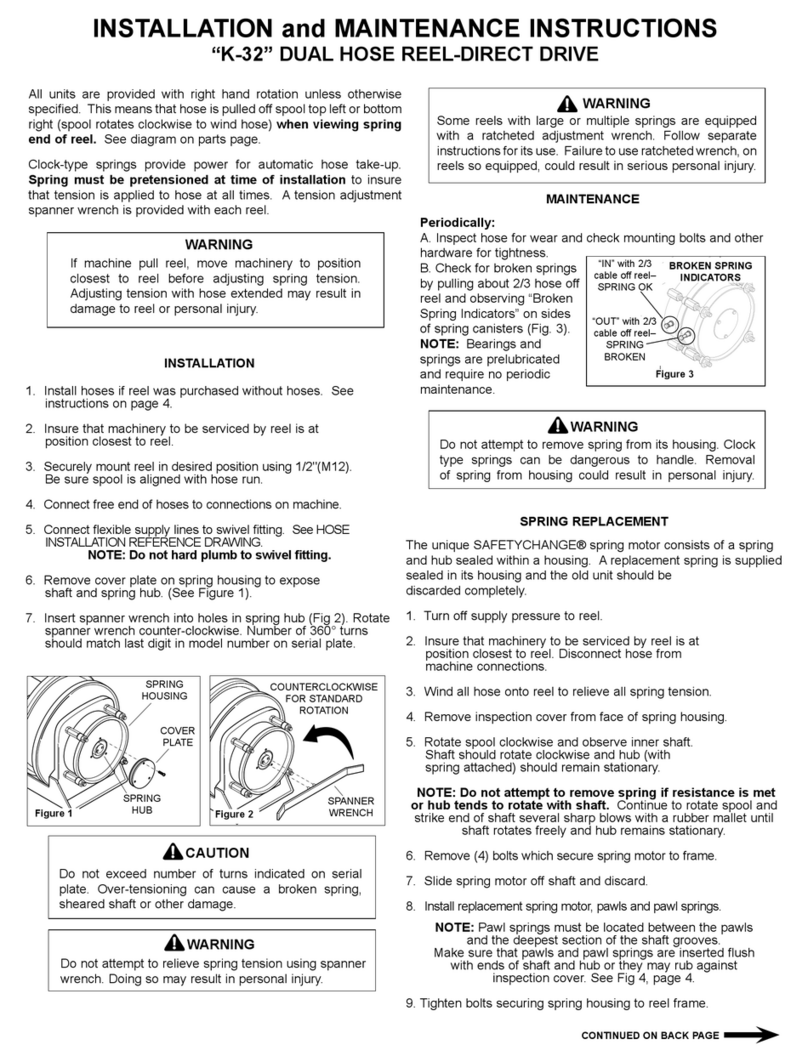 Hubbell Dual Hose Reel-Direct Drive K-32 Installation and maintenance instructions Hubbell Dual Hose Reel-Direct Drive K-32 Installation and maintenance instructions