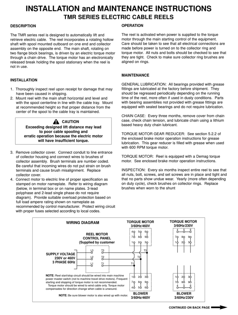 Hubbell Electric Cable Reels TMR Series User manual