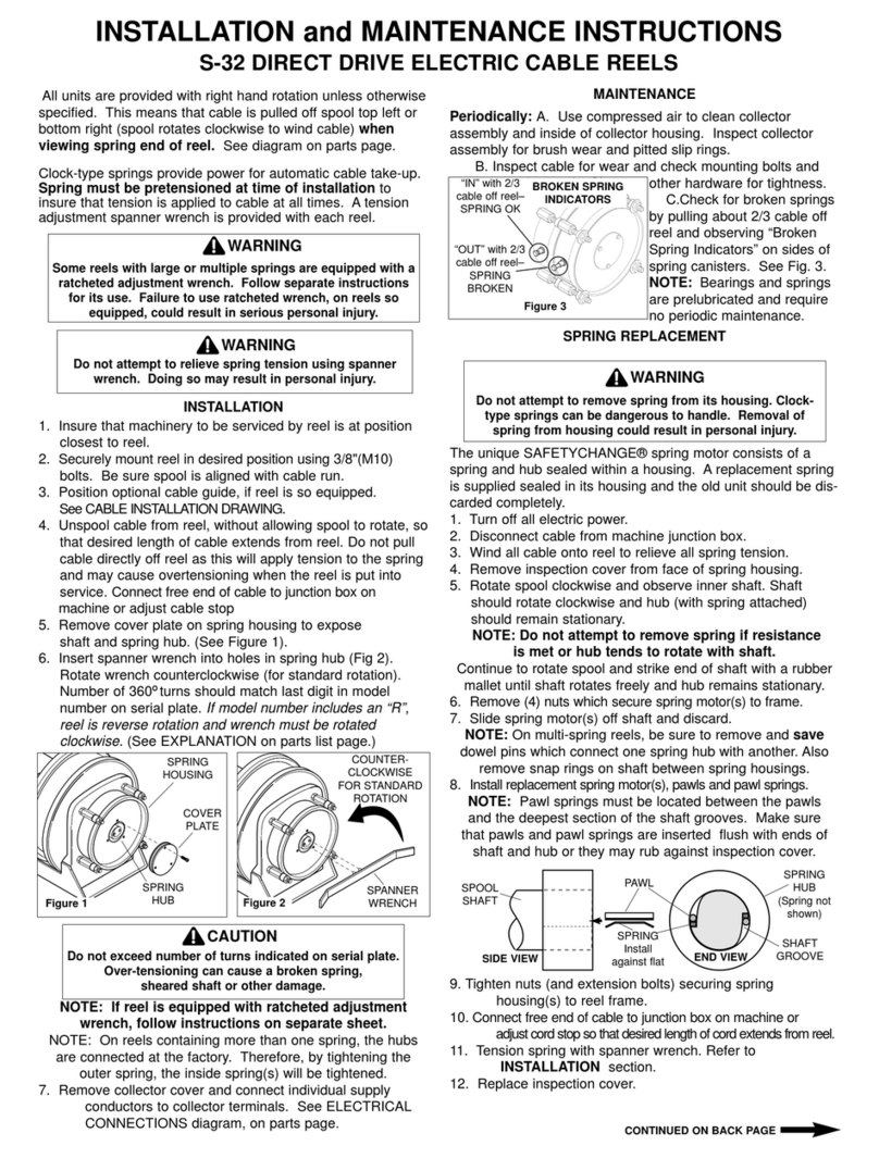Hubbell Direct Drive Electric Cable Reels S-32 User manual