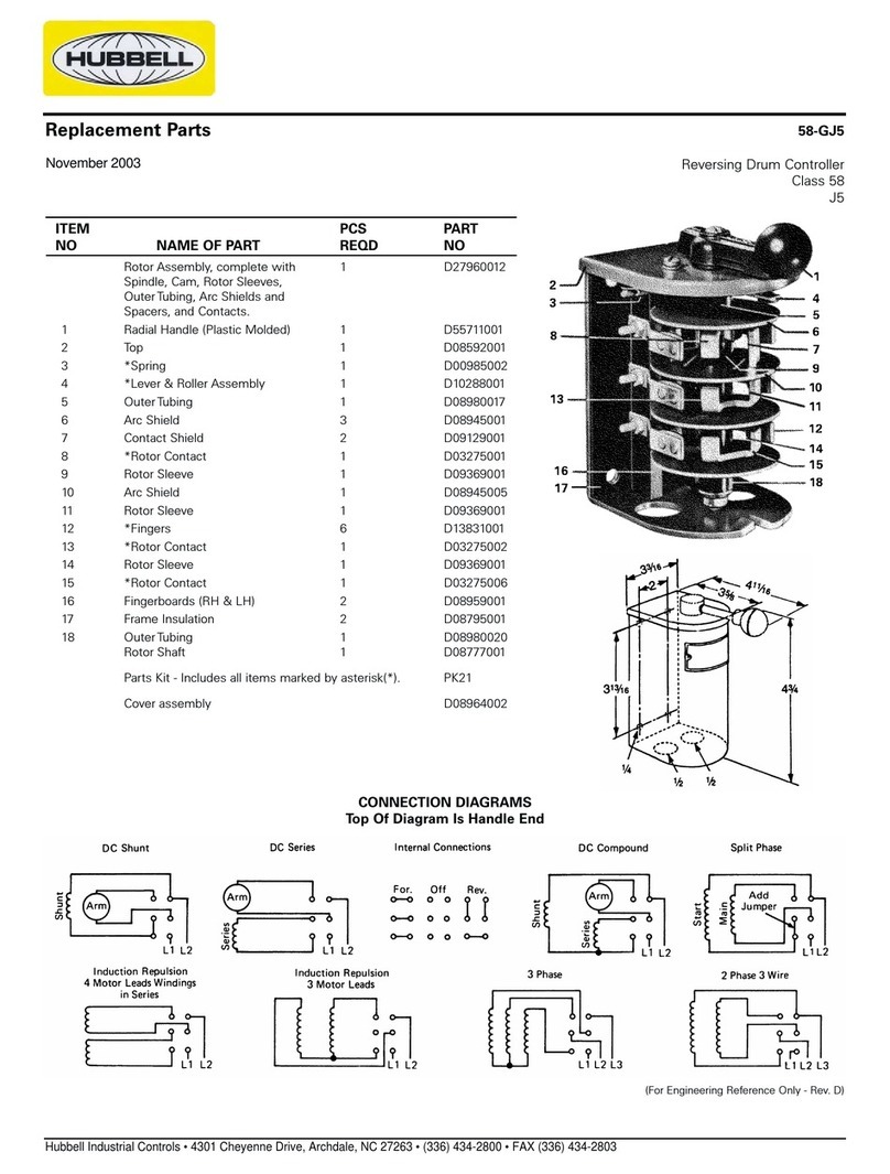 Hubbell Reversing Drum Controller 58-GJ5 Manual