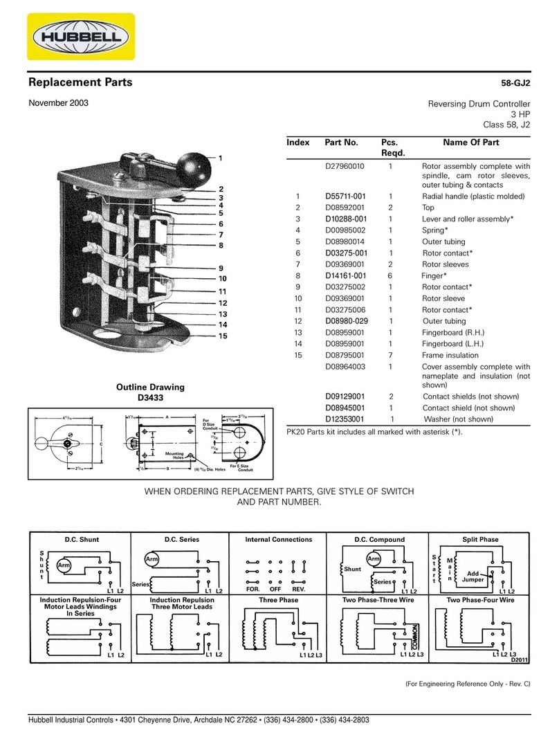 Hubbell Reversing Drum Controller 58-GJ2 Replacement parts