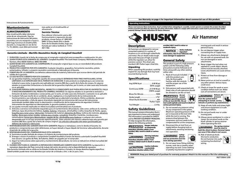Husky HDT103 operating instructions