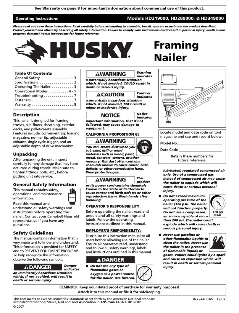 Husky HD219000 operating instructions