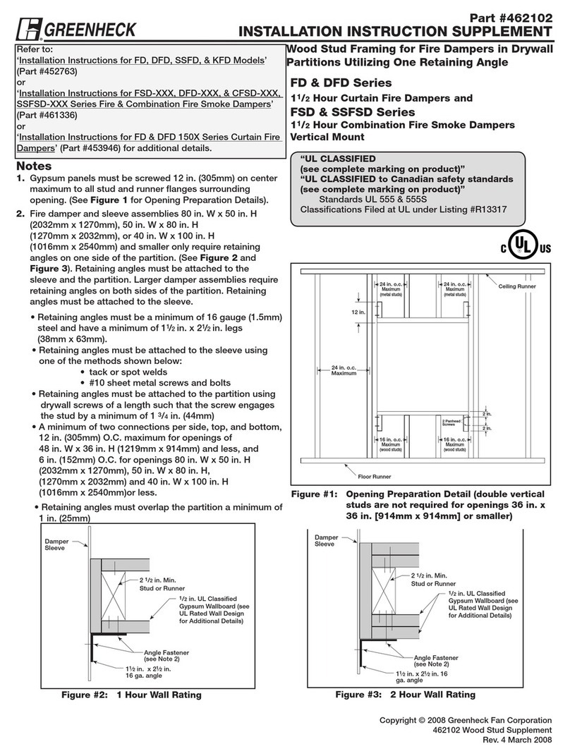 Greenheck FD Series Installation instruction supplement Greenheck FD Series Installation instruction supplement