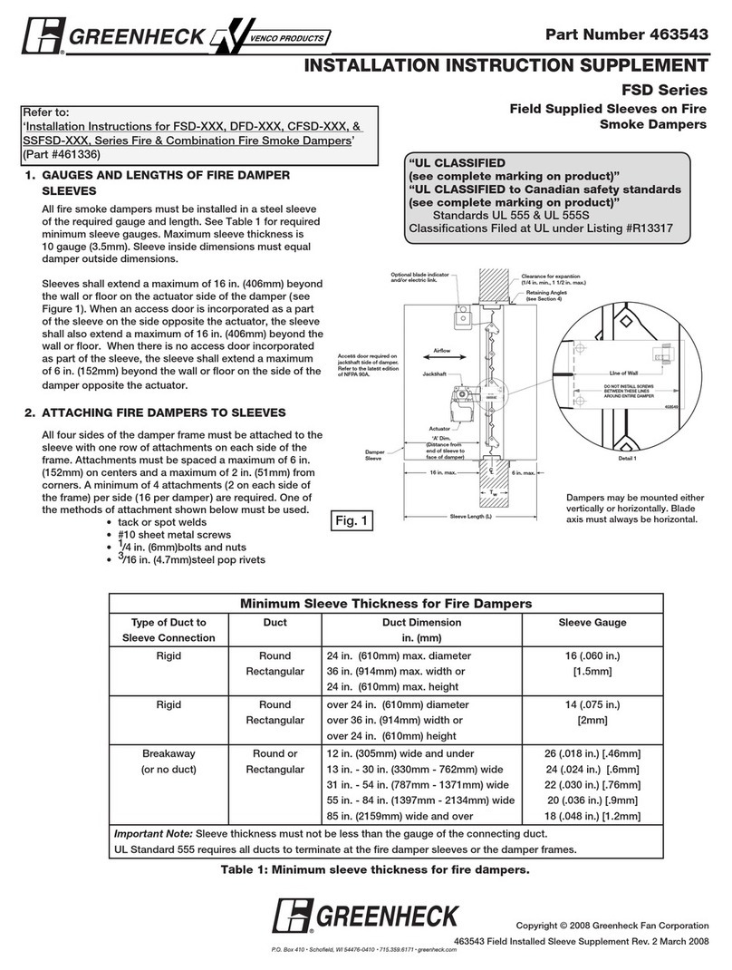 Greenheck FSD Series Installation instruction supplement