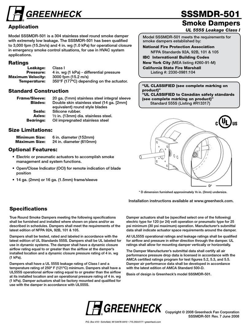 Greenheck Smoke Dampers SSSMDR-501 Specifications