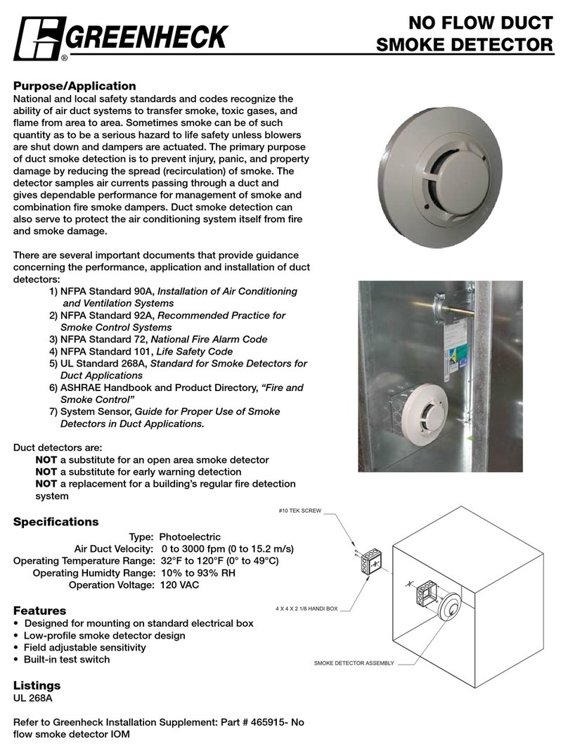 Greenheck No Flow Duct Smoke Detector Specifications