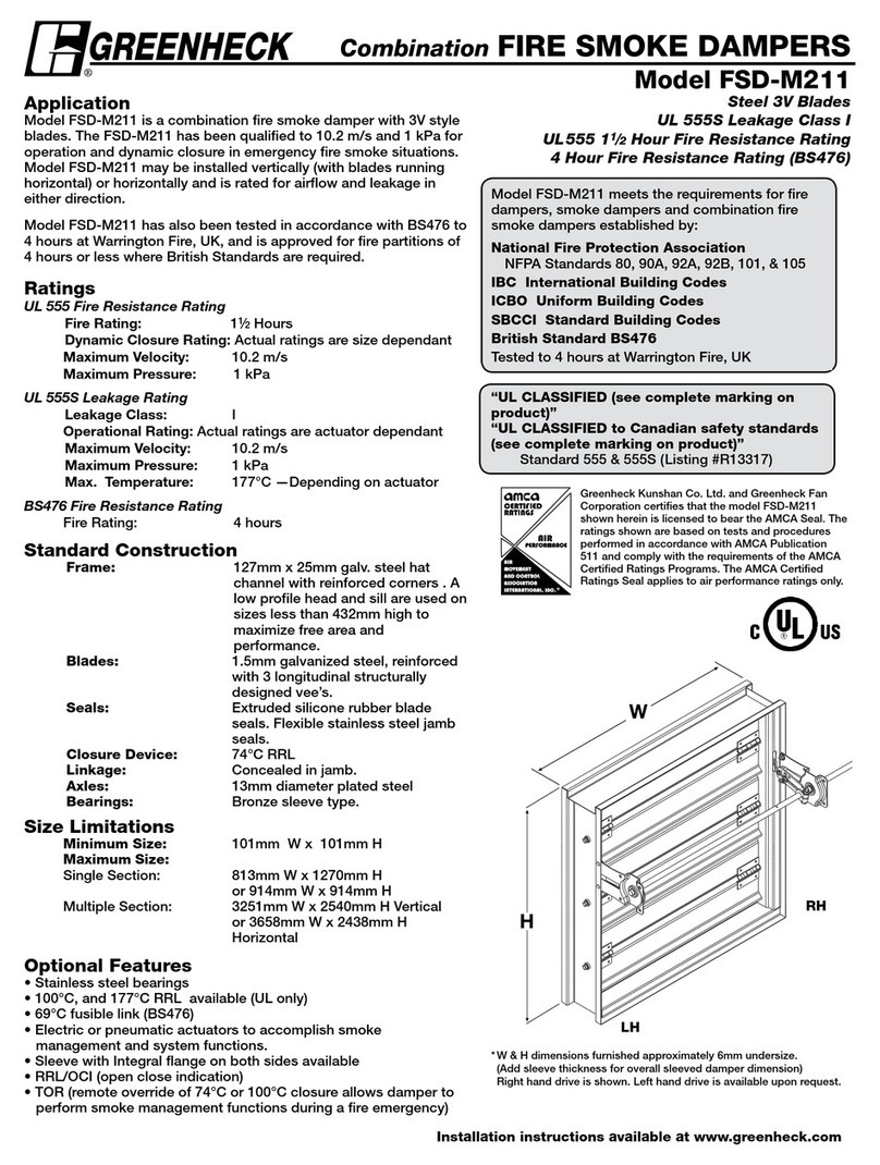 Greenheck Combination Fire Smoke Dampers FSD-M211 Specifications