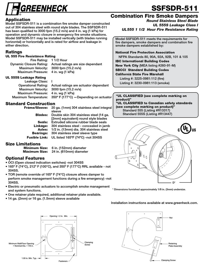 Greenheck Combination Fire Smoke Dampers SSFSDR-511 Specifications Greenheck Combination Fire Smoke Dampers SSFSDR-511 Specifications