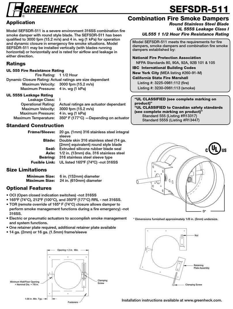 Greenheck Combination Fire Smoke Damper SEFSDR-511 Specifications Greenheck Combination Fire Smoke Damper SEFSDR-511 Specifications