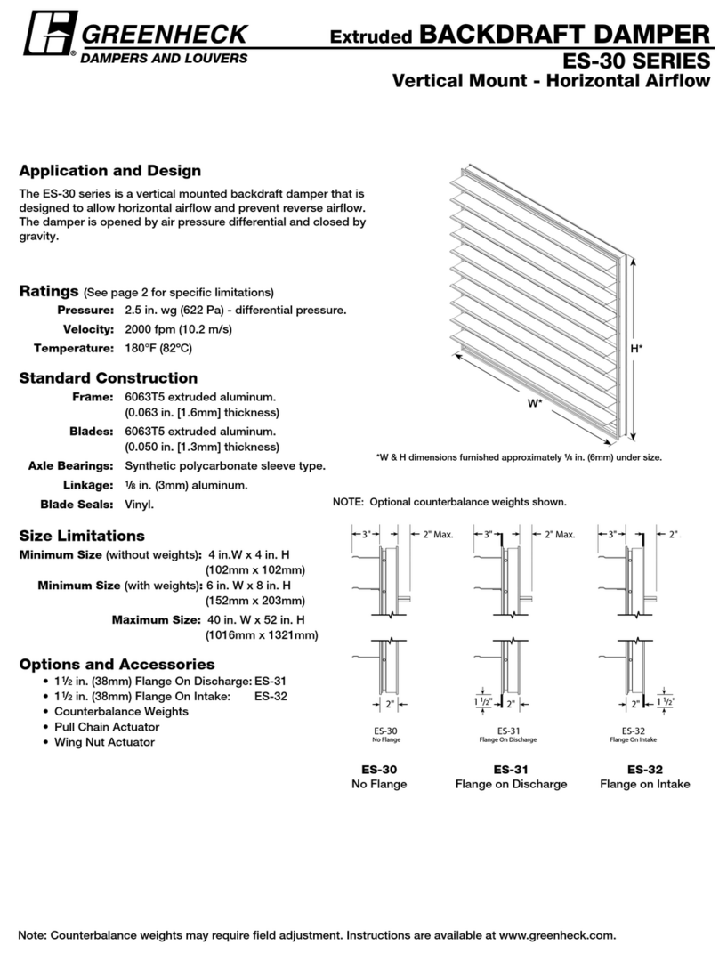 Greenheck Extruded Backdraft Damper ES-30 User manual