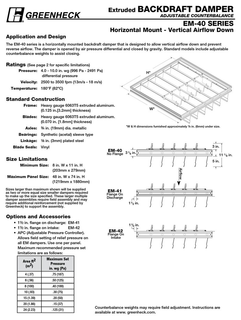 Greenheck Extruded Backdraft Damper EM-40 Specification sheet