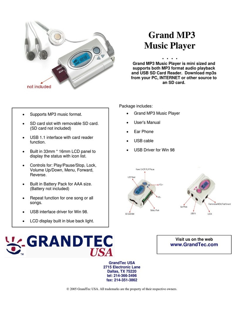 GrandTec Grand MP3 Music Player user manual