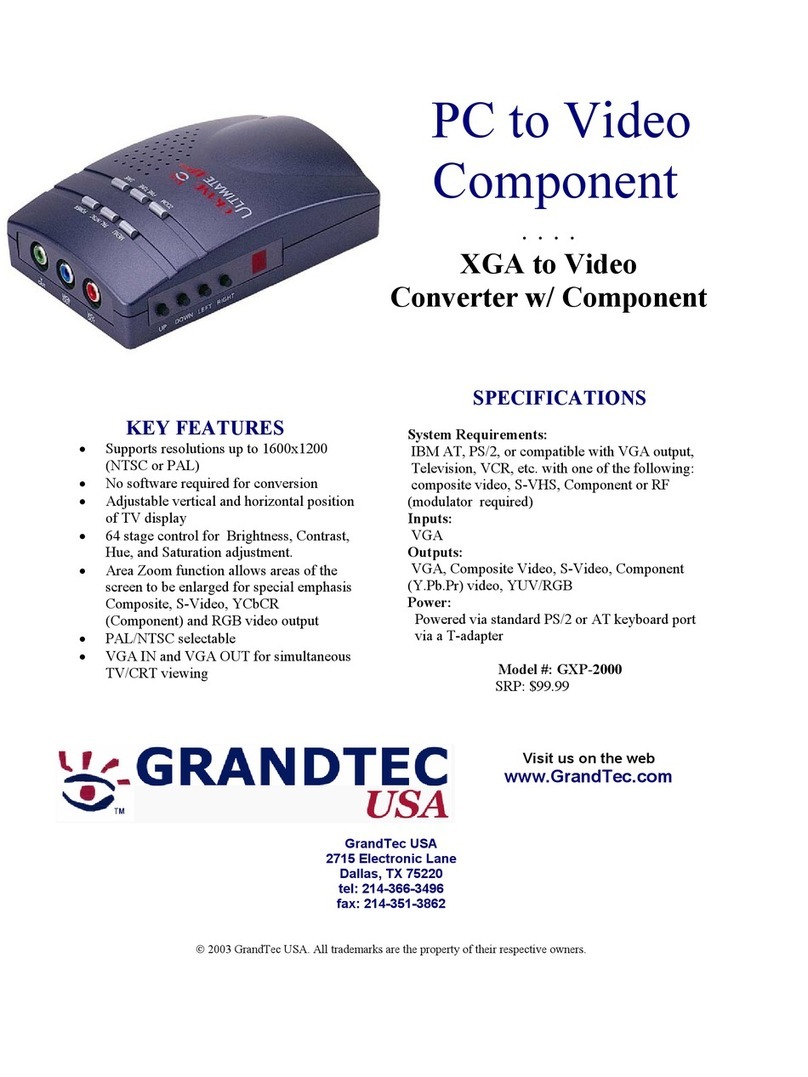 GrandTec PC to Video Component GXP-2000 Specifications
