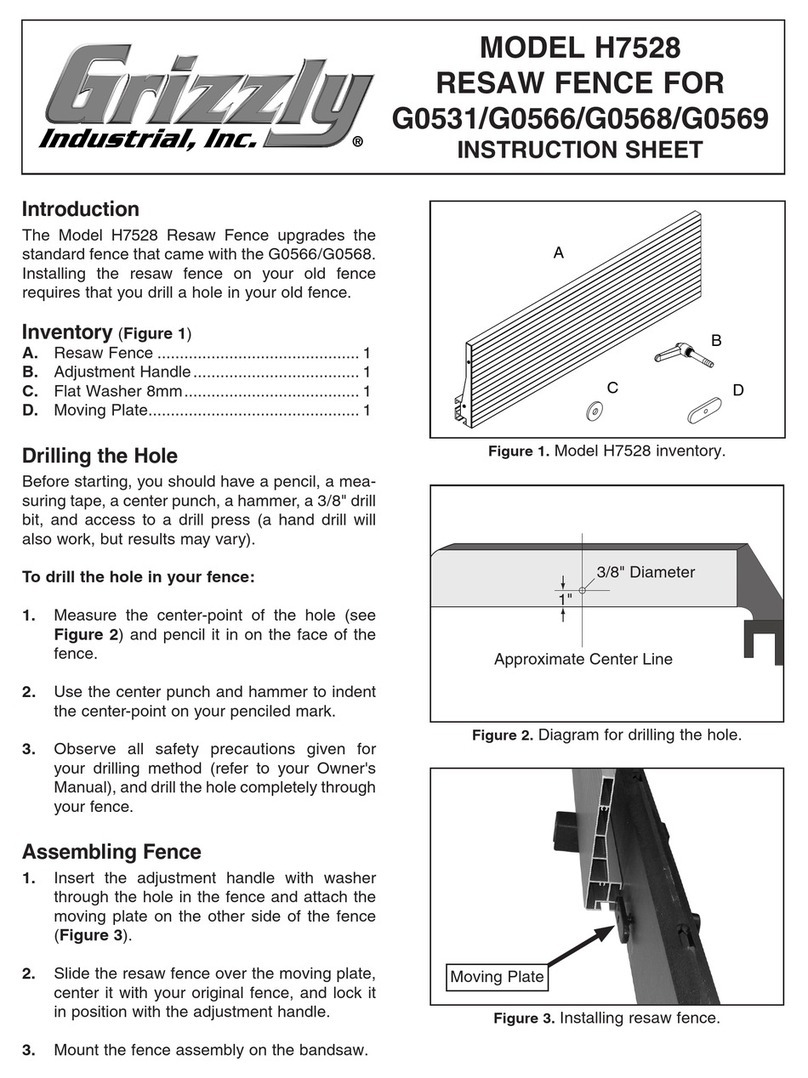 Grizzly G0531 instruction sheet