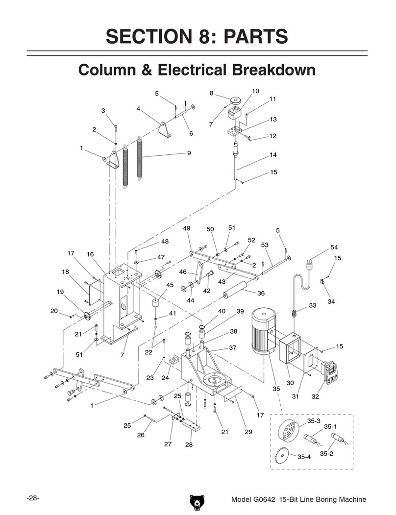Grizzly Line Boring Machine G0642 parts list