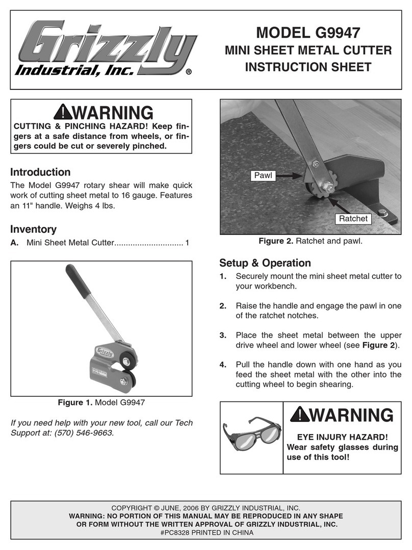 Grizzly MINI SHEET METAL CUTTER INSTRUCTION SHEET... instruction sheet