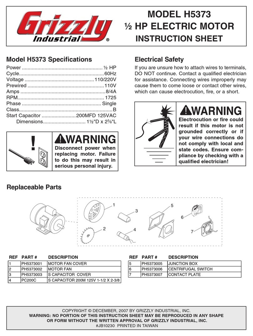 Grizzly H5373 instruction sheet