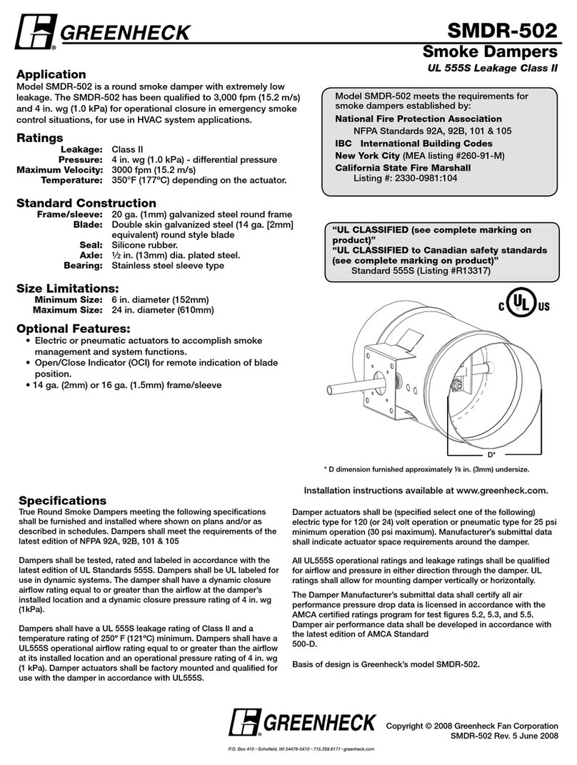 Greenheck UL 555S Leakage Class II SSSMDR-502 User manual