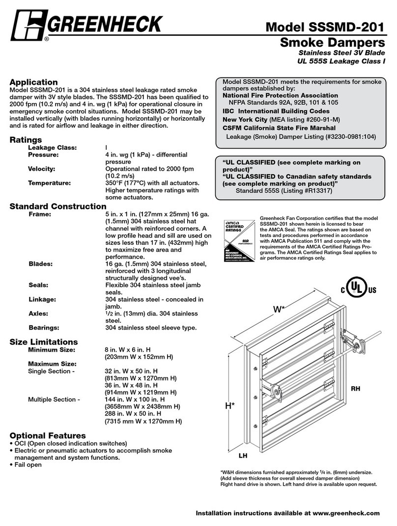 Greenheck Stainless Steel 3V Blade SSSMD-201 Specification sheet