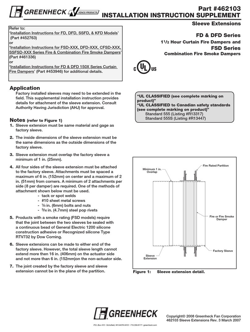 Greenheck Sleeve Extensions 462103 Installation instruction supplement