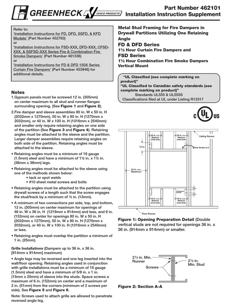 Greenheck KFD Series Installation instruction supplement Greenheck KFD Series Installation instruction supplement