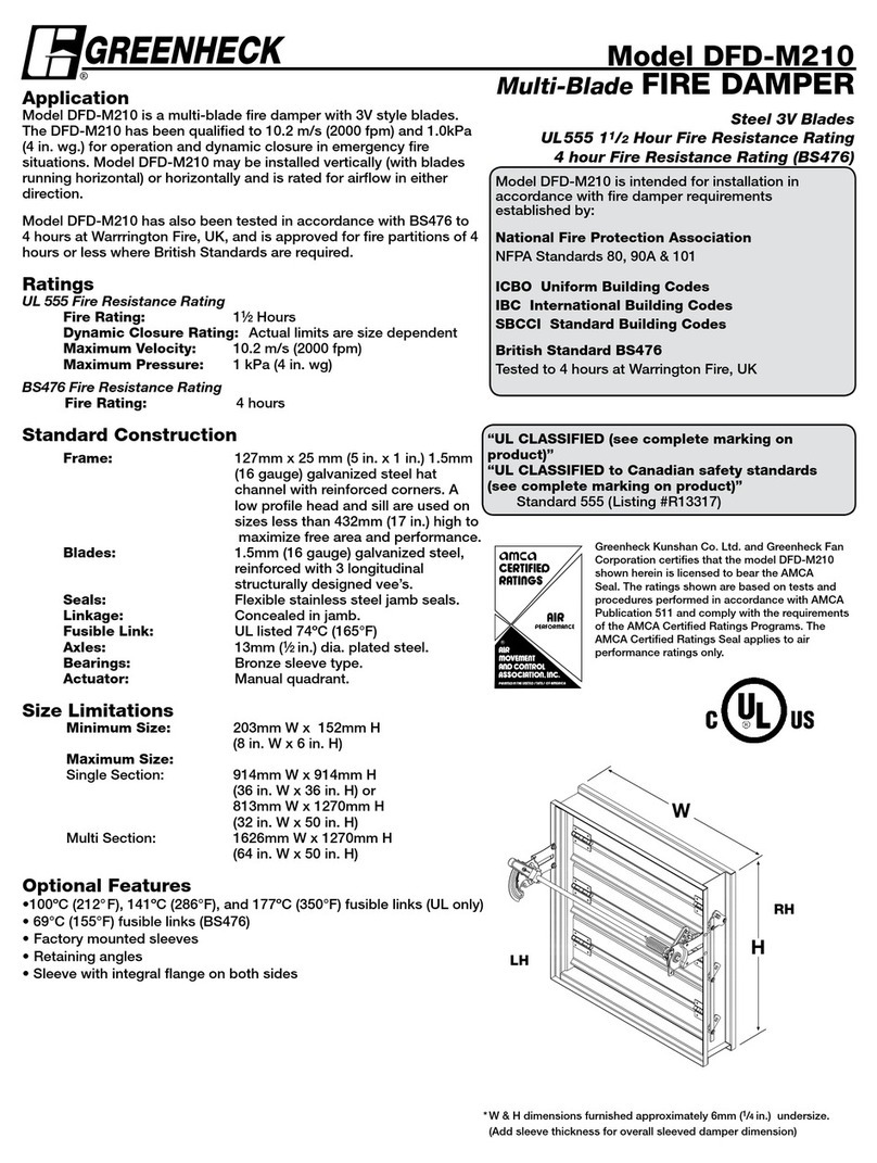Greenheck Multi-blade Fire Damper DFD-M210 product manual Greenheck Multi-blade Fire Damper DFD-M210 product manual
