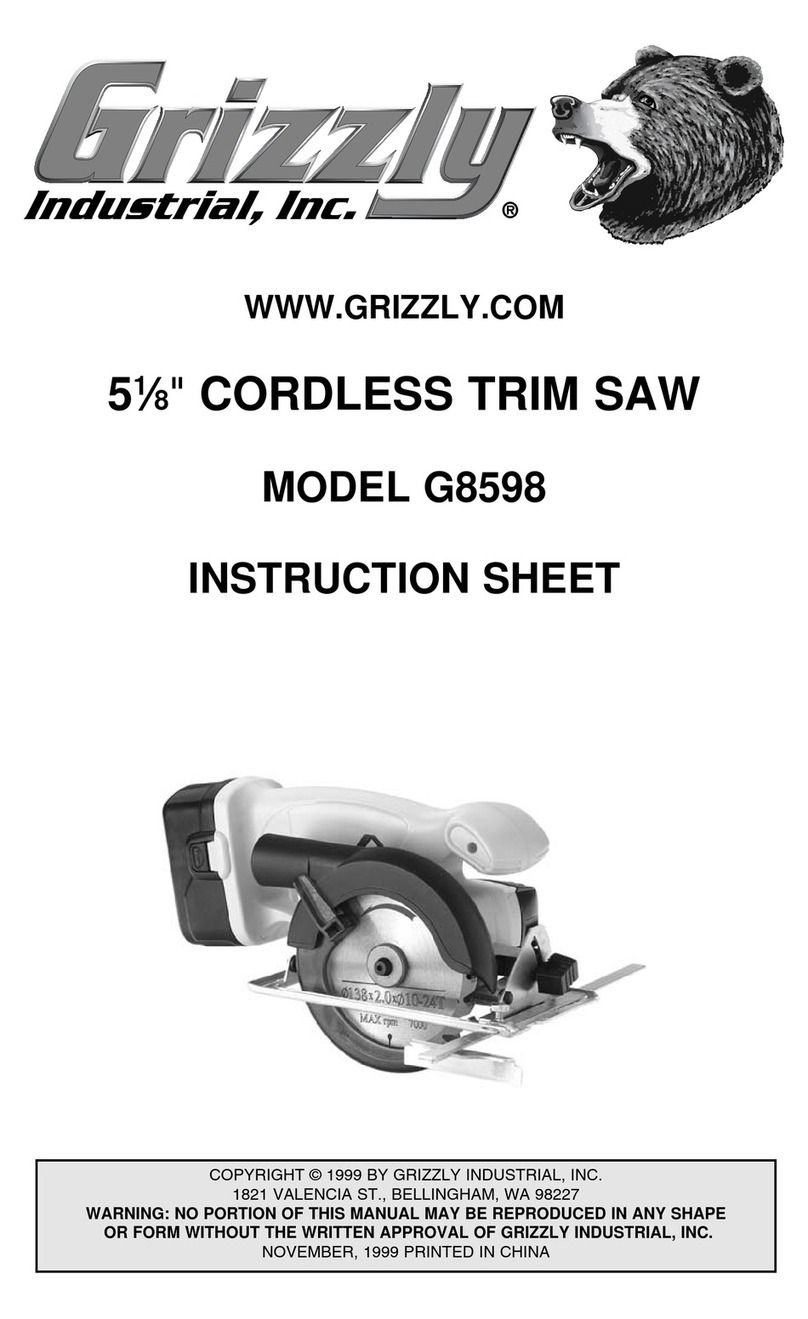 Grizzly G8598 instruction sheet